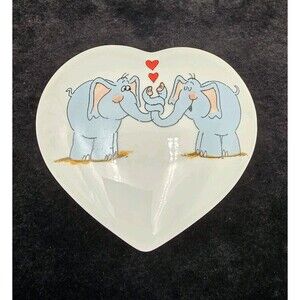 Heart Shaped Lidded Trinket Box Elephant Couple Love Vagabond Creations Papel